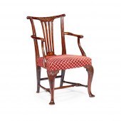 LATE GEORGE II MAHOGANY ARMCHA