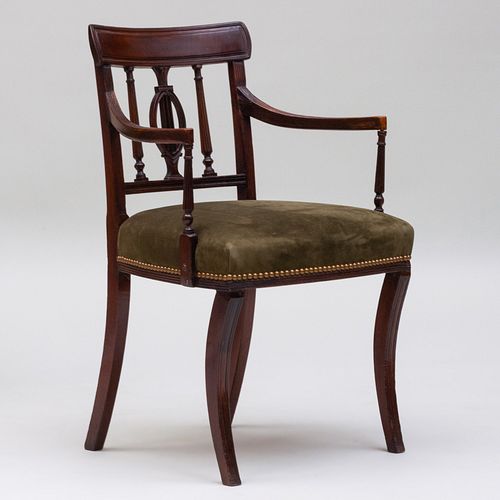 LATE GEORGE III CARVED MAHOGANY