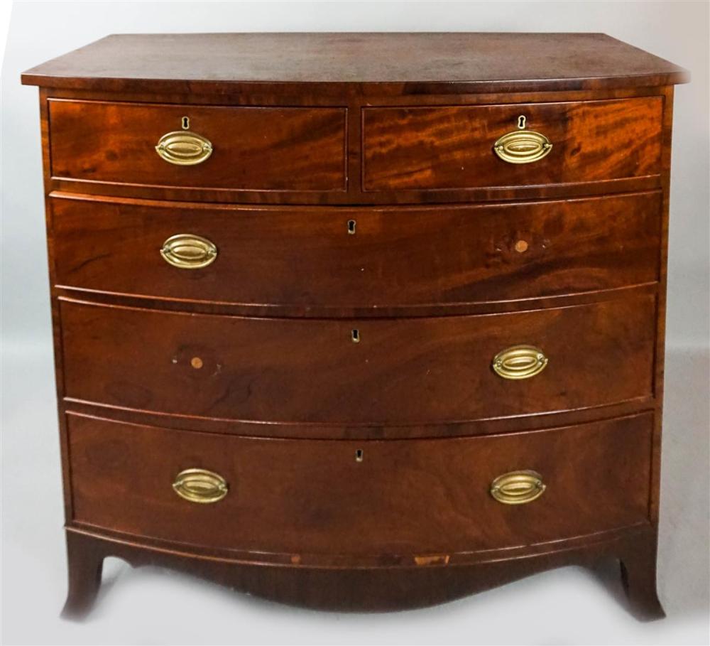 LATE GEORGE III MAHOGANY BOWFRONT