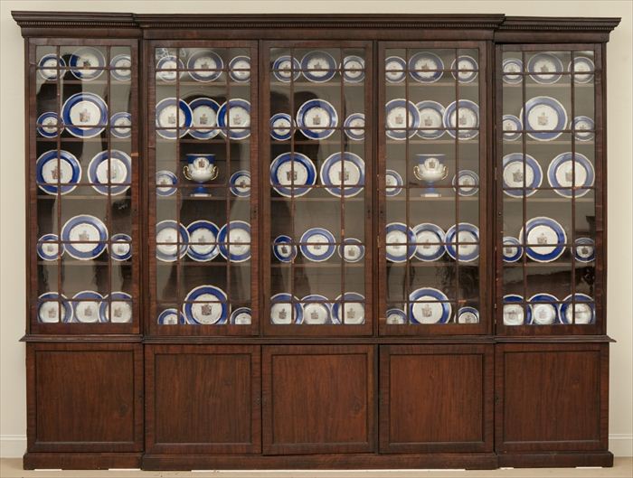 LATE GEORGE III MAHOGANY BREAKFRONT