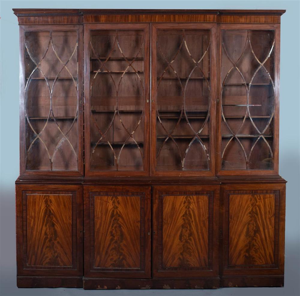 LATE GEORGE III MAHOGANY BREAKFRONT