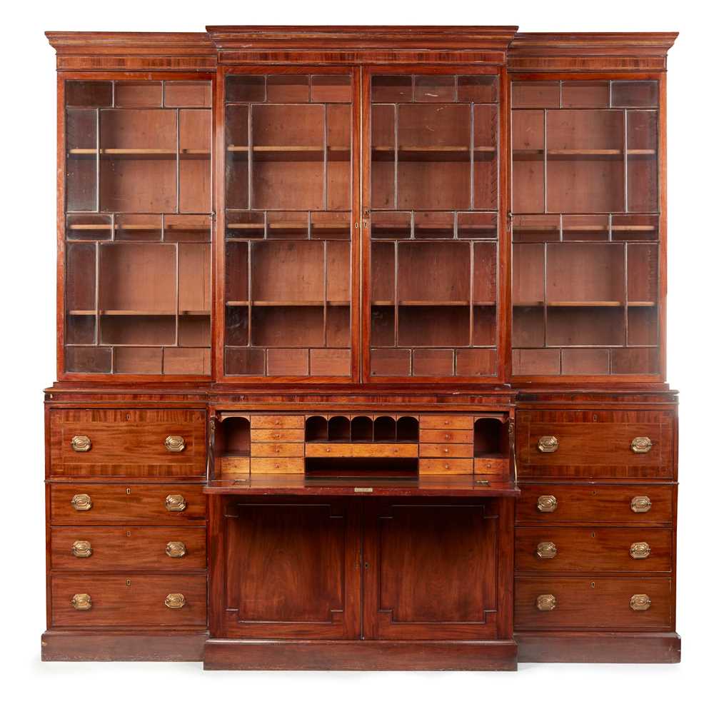 LATE GEORGE III MAHOGANY BREAKFRONT