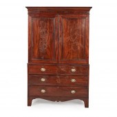 LATE GEORGE III MAHOGANY LINEN