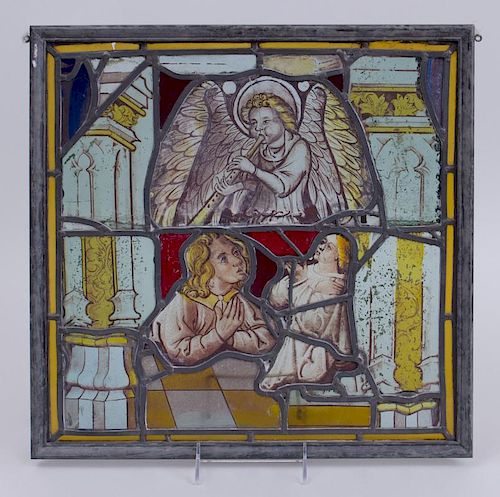 LATE GOTHIC STAINED GLASS PANEL AND