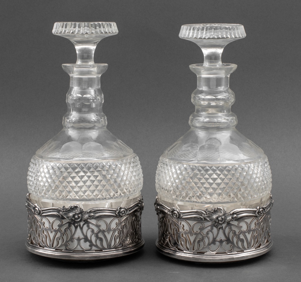 LATE REGENCY CUT-GLASS DECANTERS, 2