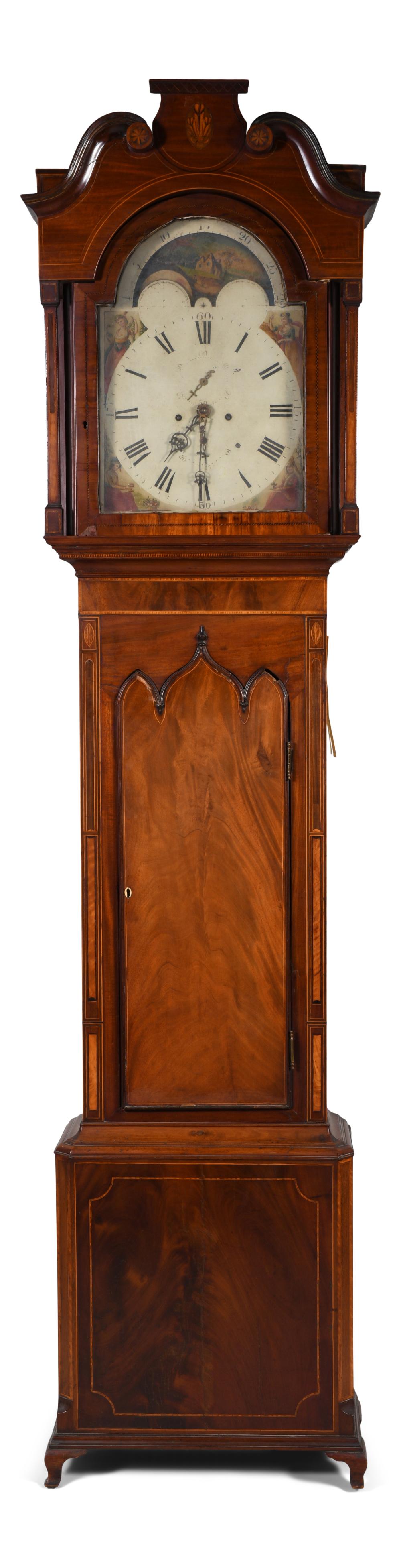 LATE REGENCY INLAID MAHOGANY TALL