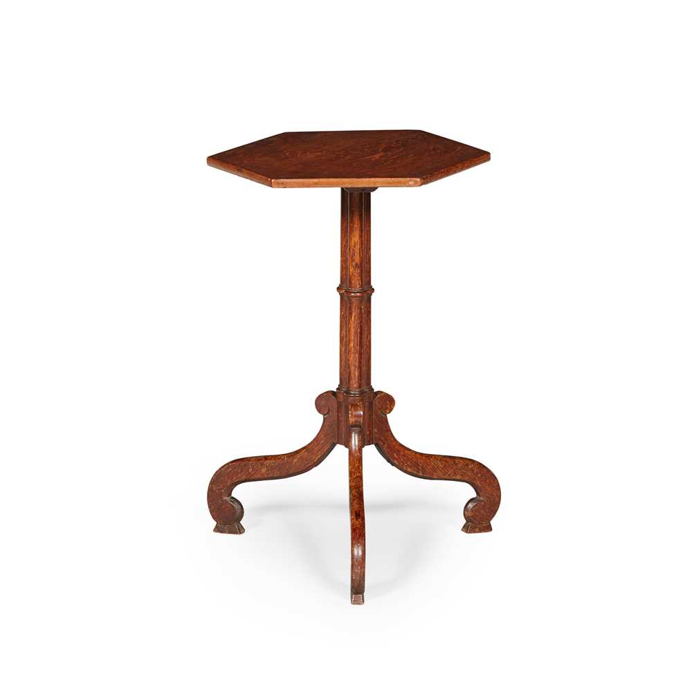 LATE REGENCY OAK HEXAGONAL TRIPOD