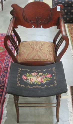 LATE VICTORIAN ARMCHAIR AND