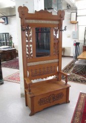 LATE VICTORIAN CARVED ASH SETT