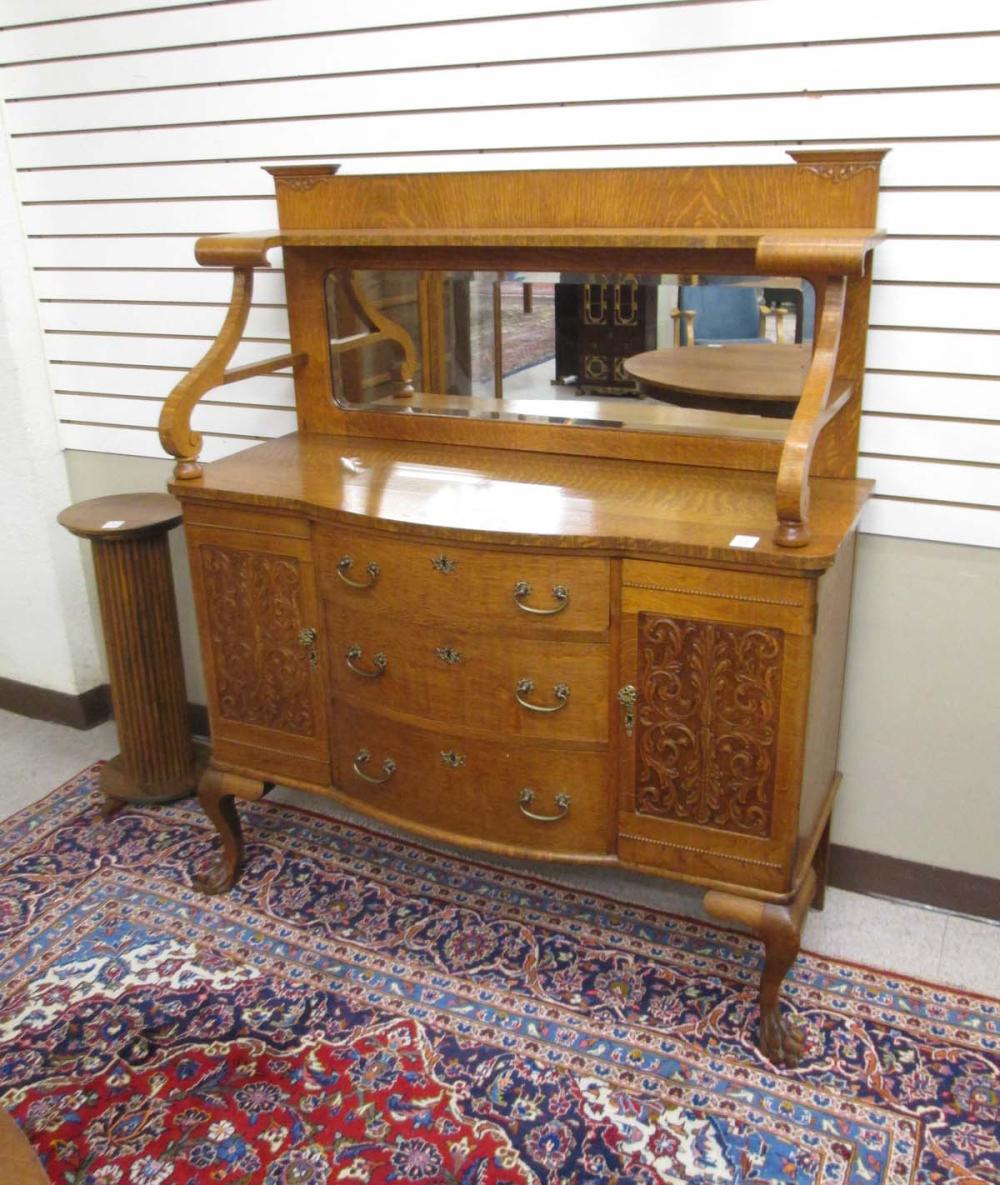 LATE VICTORIAN CARVED OAK BUFFET,