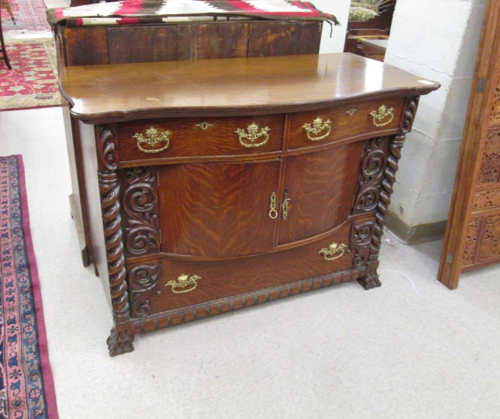 LATE VICTORIAN CARVED OAK BUFFET,