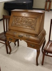 LATE VICTORIAN CARVED OAK SLAN