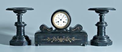 Late Victorian clock and garniture:
