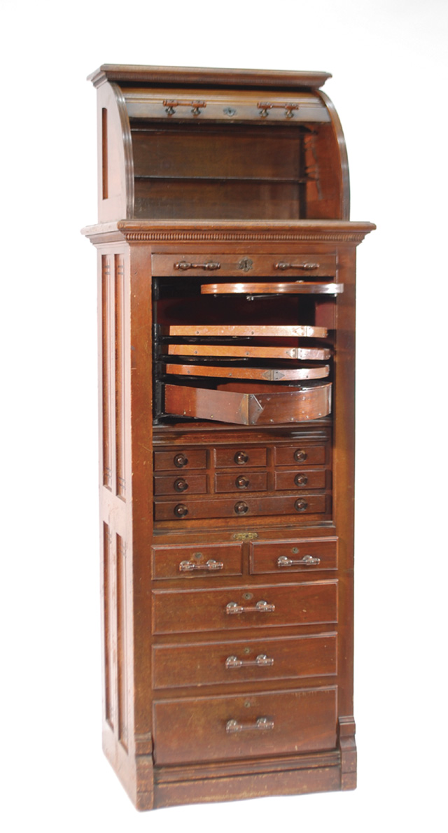 LATE VICTORIAN MAHOGANY ROLL-TOP