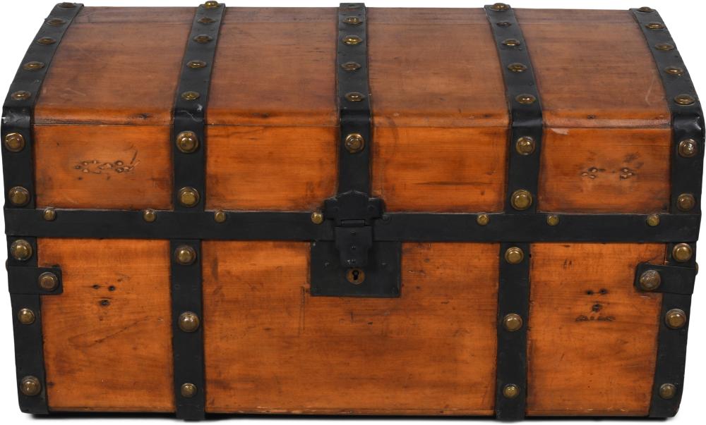 LATE VICTORIAN METAL STRAPPED