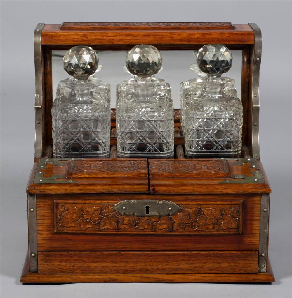 LATE VICTORIAN OAK AND GLASS