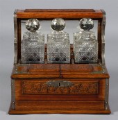 LATE VICTORIAN OAK AND GLASS T