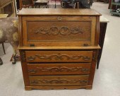 LATE VICTORIAN OAK DROP-FRONT