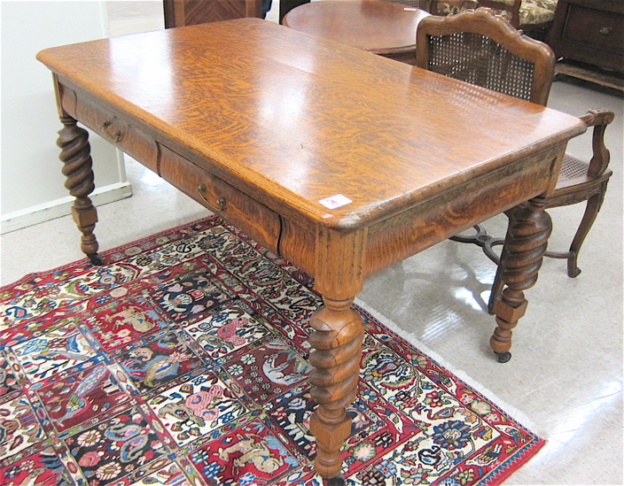 LATE VICTORIAN OAK LIBRARY TABLE