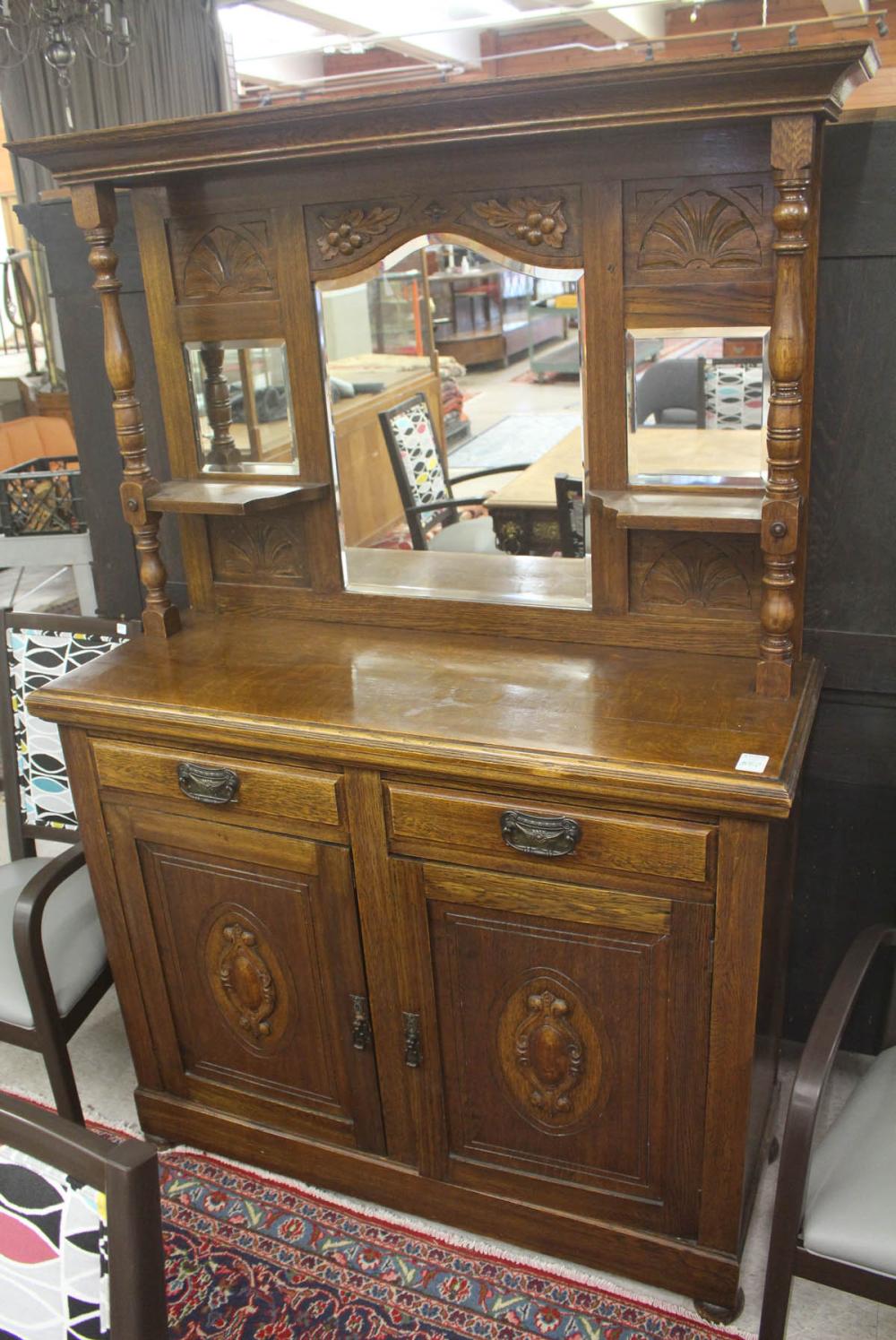 LATE VICTORIAN OAK SIDEBOARDLATE