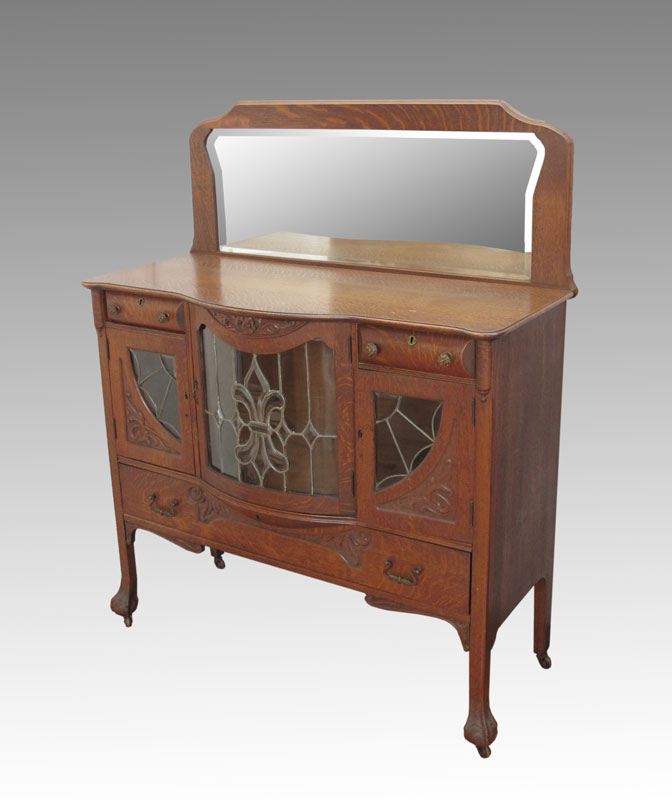 LATE VICTORIAN TIGER OAK LEADED