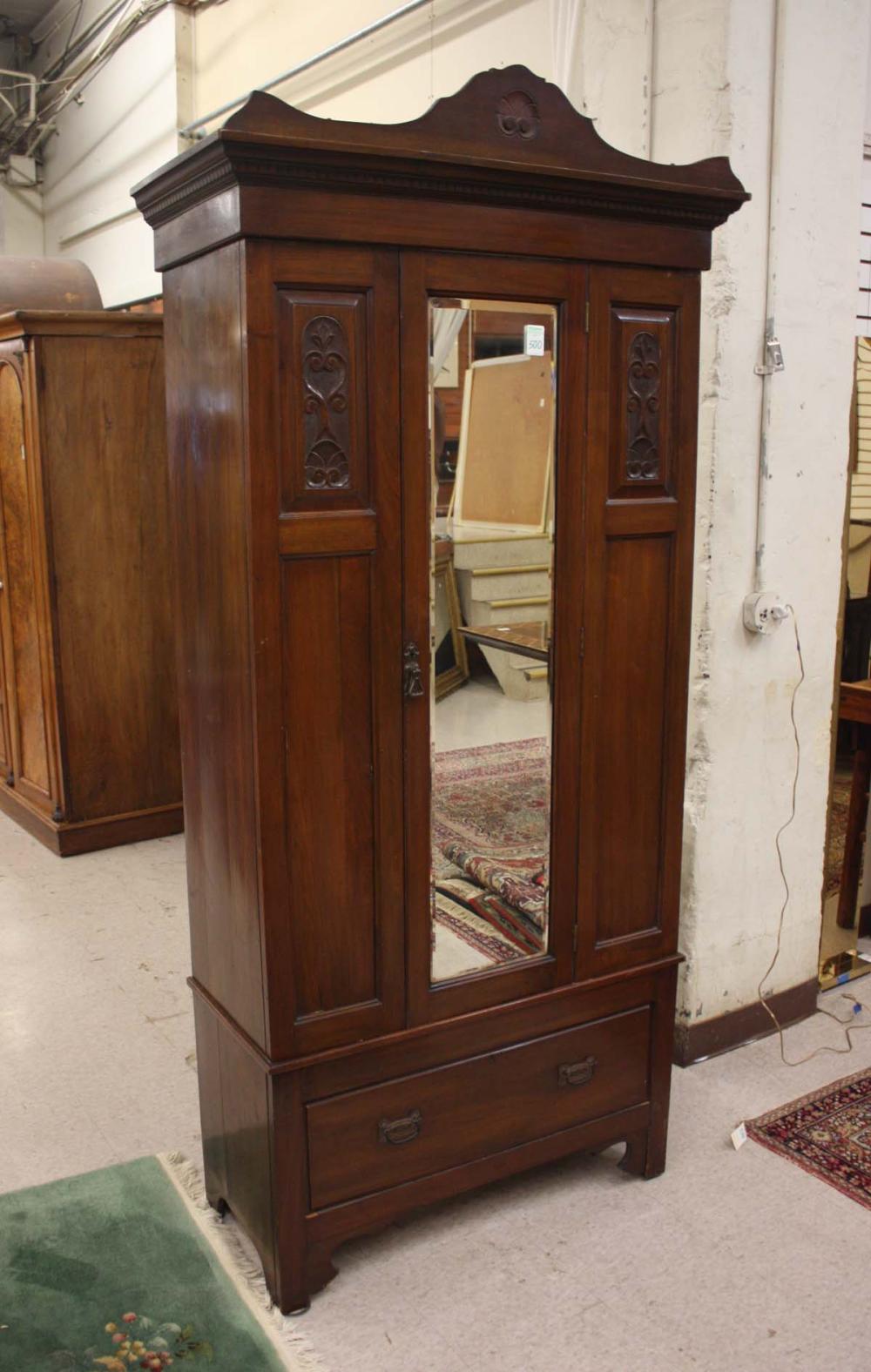 LATE VICTORIAN WALNUT WARDROBE,