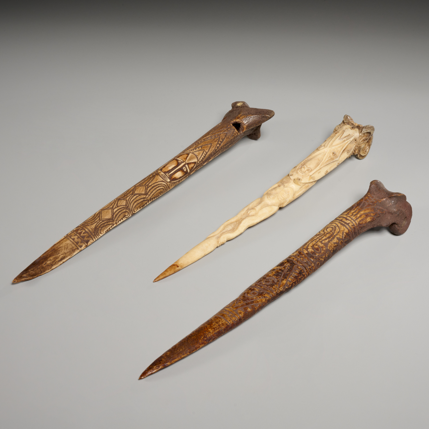 LATMUL PEOPLE, (3) BONE DAGGERS