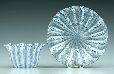 Latticino bowl and under plate: