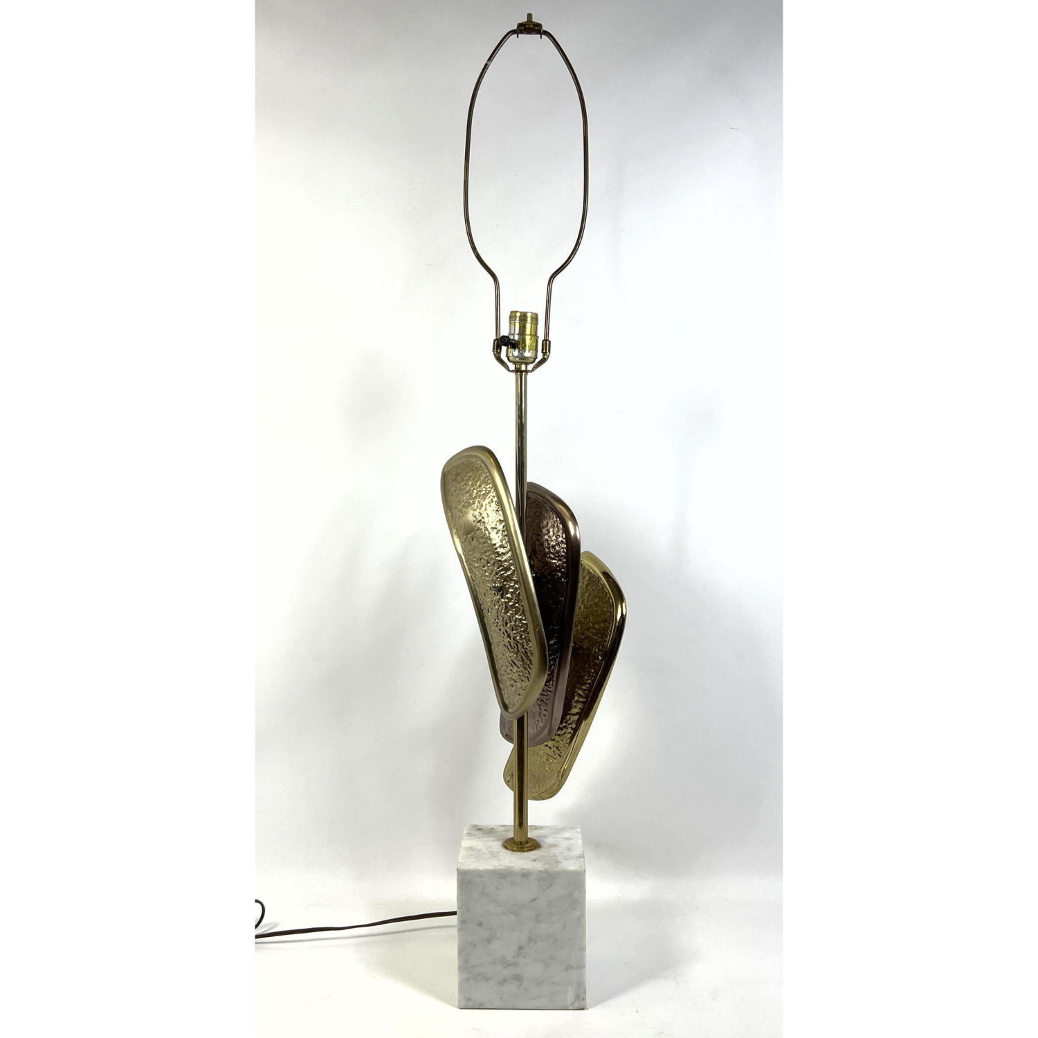 Laurel brass three panel table lamp
