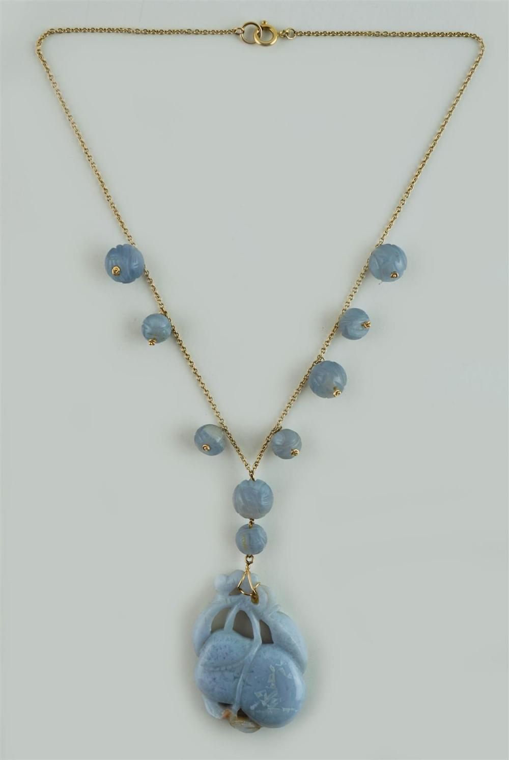 LAVENDER HARDSTONE AND 14K YELLOW