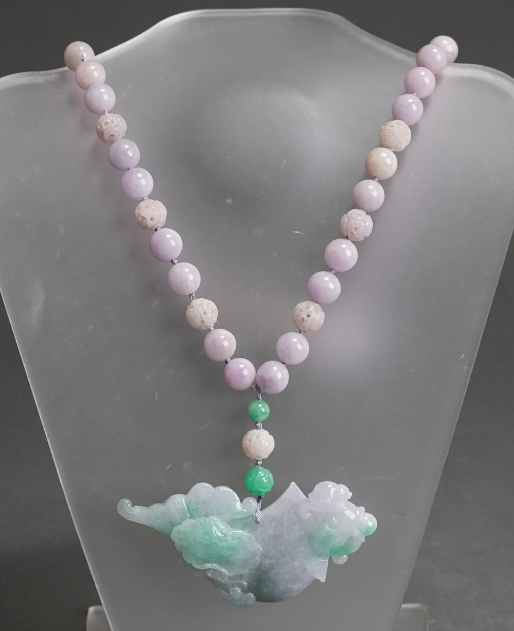 LAVENDER JADE BEAD NECKLACE WITH