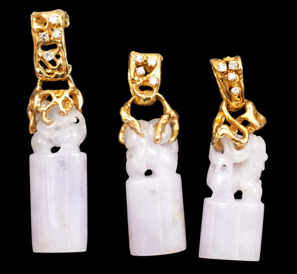 LAVENDER JADE, DIAMOND AND 14K