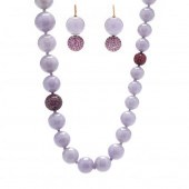 LAVENDER JADEITE BEAD AND PINK