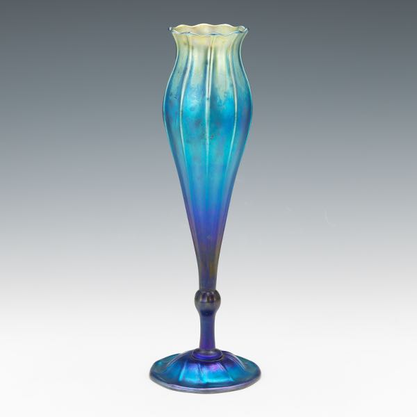 L.C. TIFFANY BLUE FAVRILE FLUTED