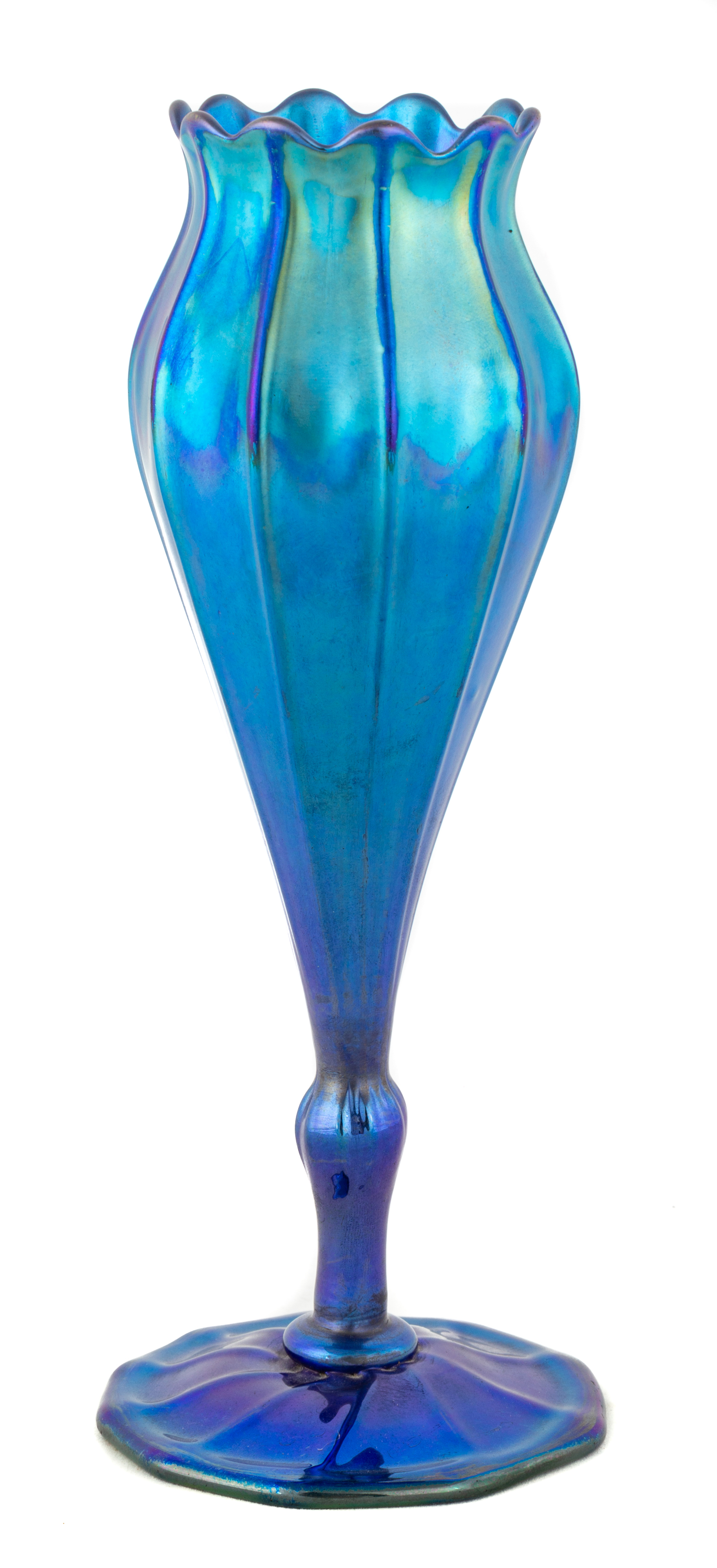 L.C. TIFFANY BLUE FAVRILE VASE