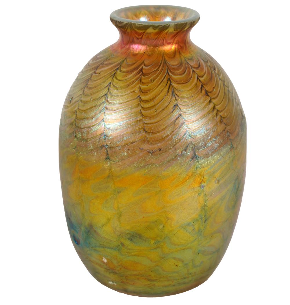 LC TIFFANY FAVRILE GLASS VASEsigned