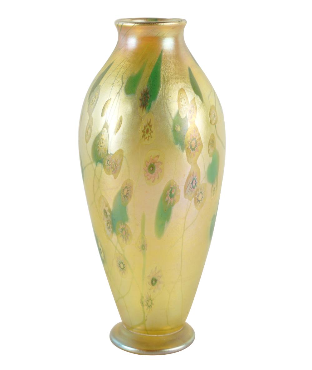 LC TIFFANY FAVRILE GLASS VASEsigned