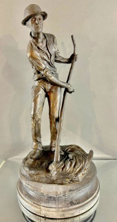 LE FAUCHEUR BRONZE STATUE BY P