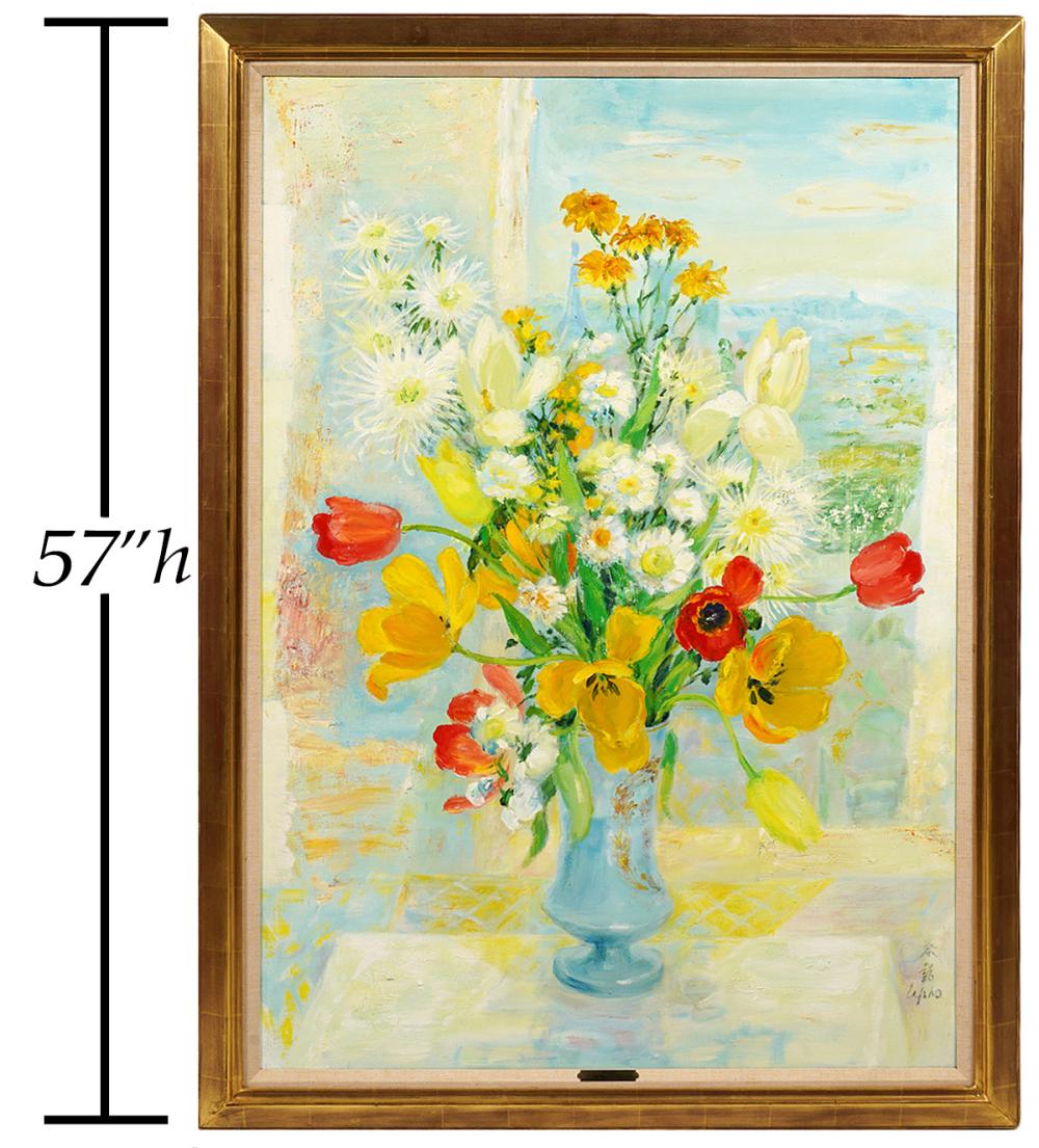 LE PHO 'FLEURS' LARGE OIL ON