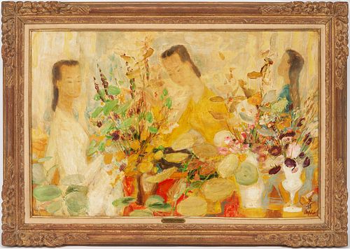 LE PHO OIL ON SILK PAINTING, JEUNES