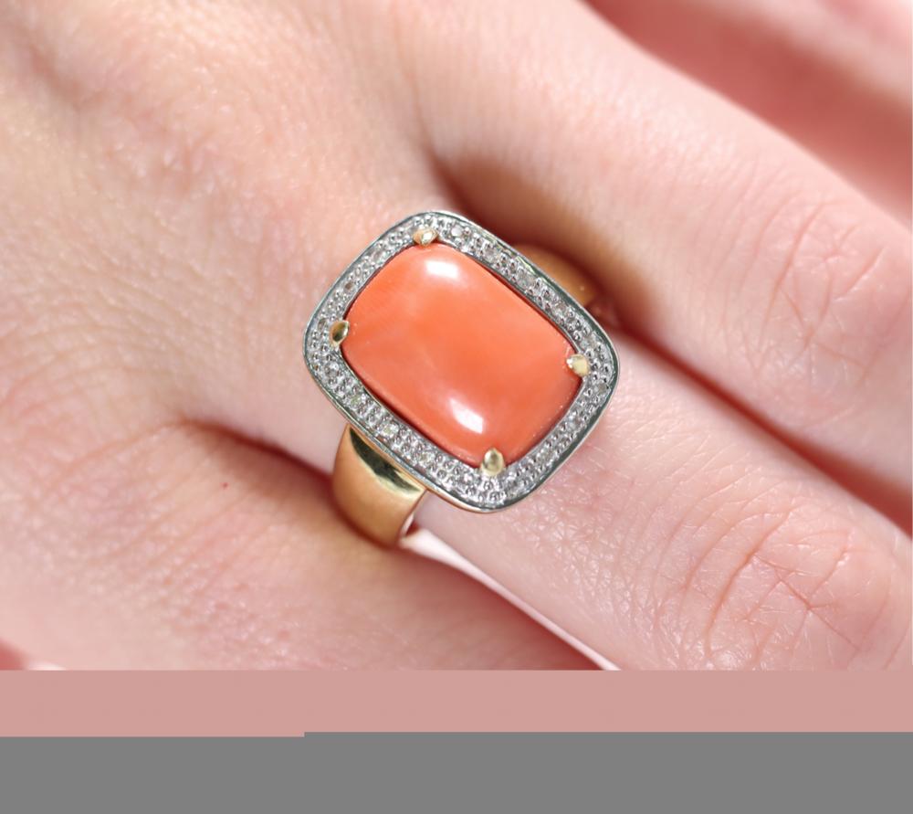 LE VIAN 14K YG CORAL & DIAMOND