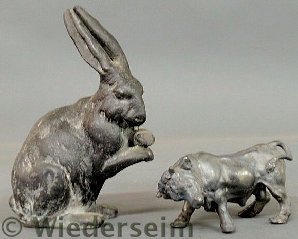 Lead seated rabbit figure 7.5"h.