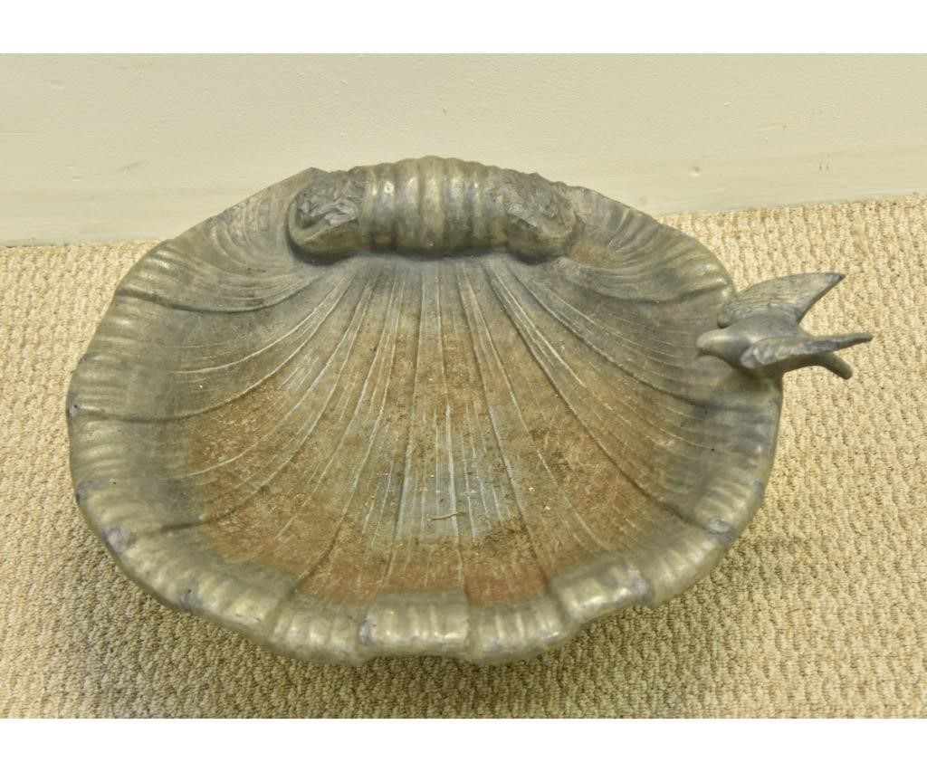 Lead shell shaped bird bath, 20th