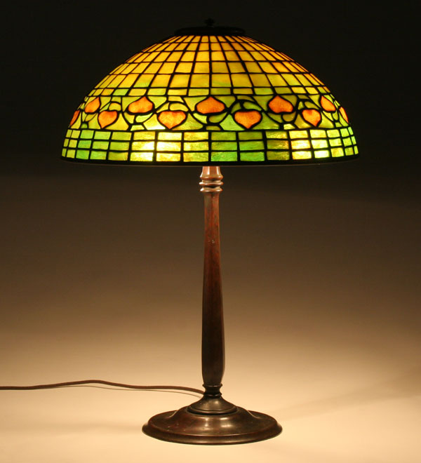 Leaded art glass and bronze table