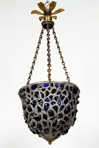 LEADED BLUE GLASS BELL FORM