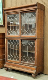 LEADED DOOR BOOKCASE.  America