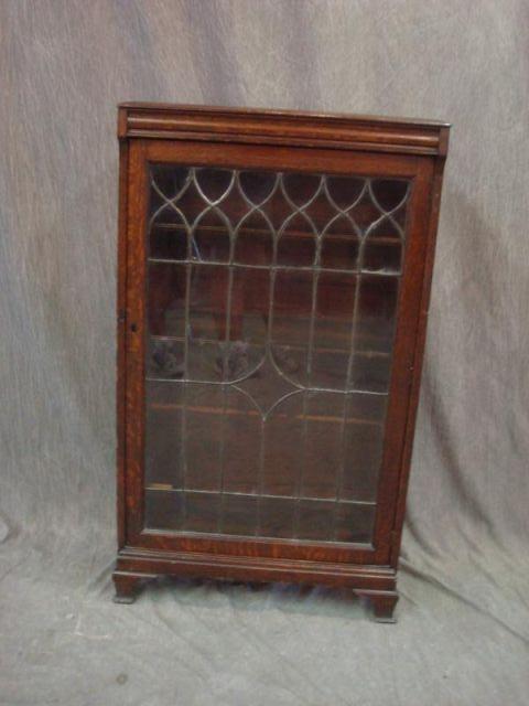 Leaded Glass 1 Door Cabinet. From a