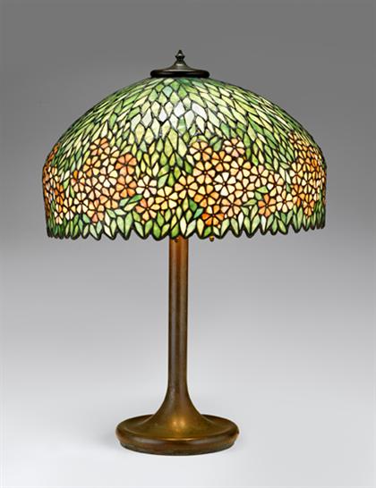 Leaded glass and bronze table lamp