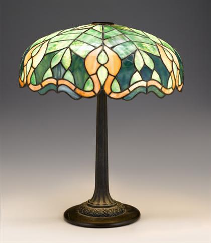 Leaded glass and bronze table lamp