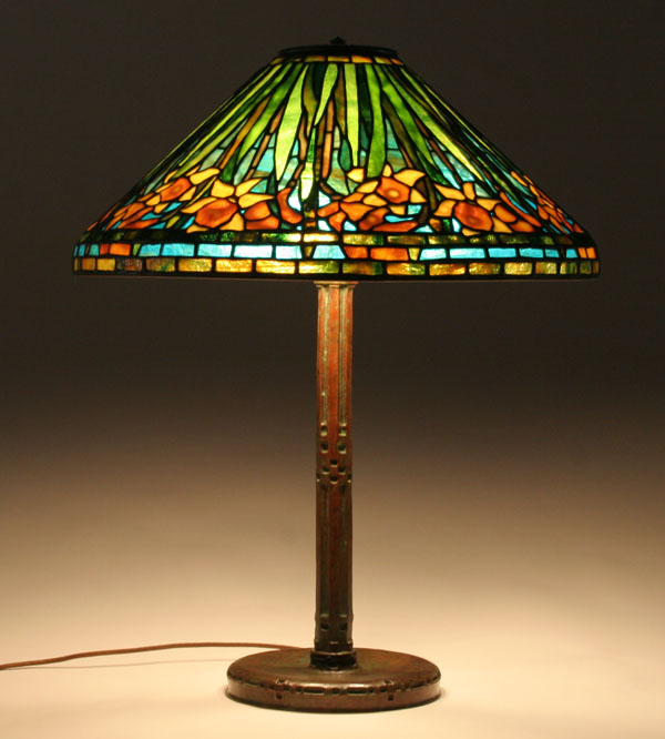 Leaded glass and bronze table